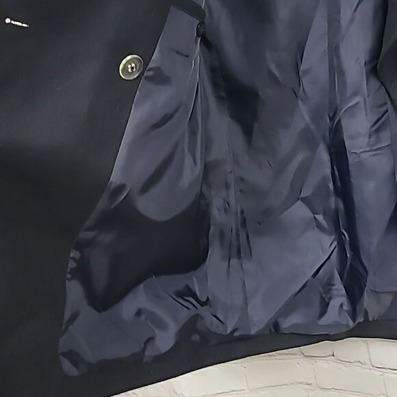 Express Black Wool Peacoat Double Breasted Classic Overcoat Heavy Winter Coat - Picture 7 of 11